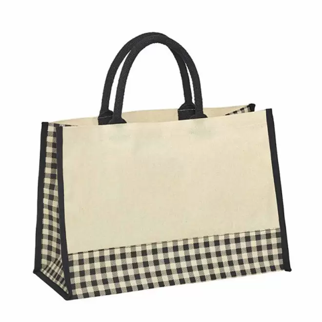 SAC COTON VICHY PERSONNALISABLE 'PERICOS'  - noir