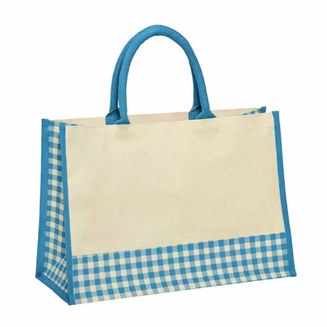 SAC COTON VICHY PERSONNALISABLE 'PERICOS'  - bleu turquoise