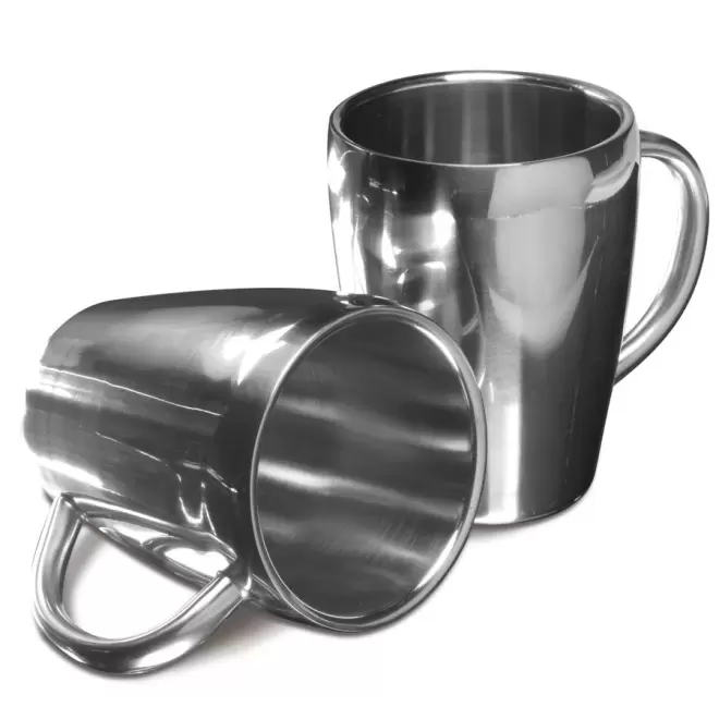 SET DE 2 MUGS PUBLICITAIRES EN INOX 'IRON' - argenté