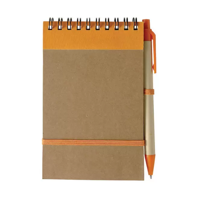 BLOC-NOTES RECYCLE PERSONNALISÉ AVEC STYLO 'PAPYRUS' LIGNÉ - orange