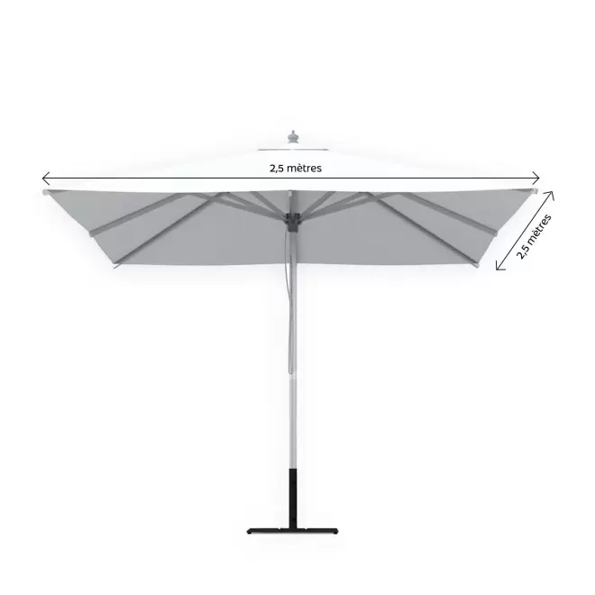 PARASOL ALUMINIUM CARRE 'SENTIDO QUADRI' - M : 2,5 x 2,5 m