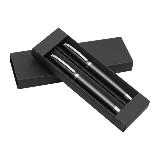 PARURE STYLO BILLE PUBLICITAIRE & ROLLER GRAVÉS 'COURBEVOIE' - anthracite