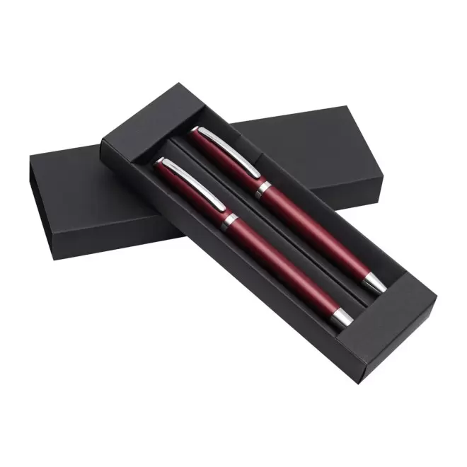 PARURE STYLO BILLE PUBLICITAIRE & ROLLER GRAVÉS 'COURBEVOIE' - bordeaux