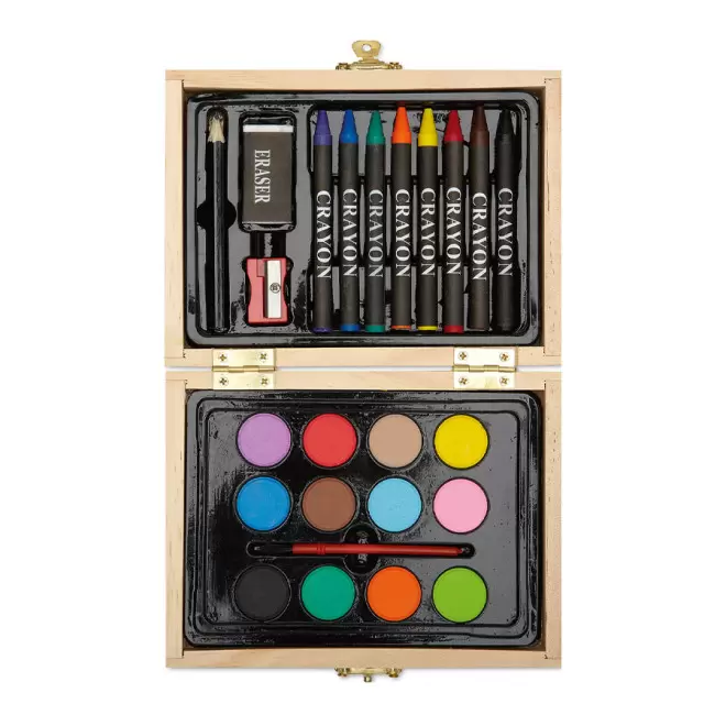 COFFRET À DESSIN PERSONNALISABLE 24 PIECES 'PINTI' - bois