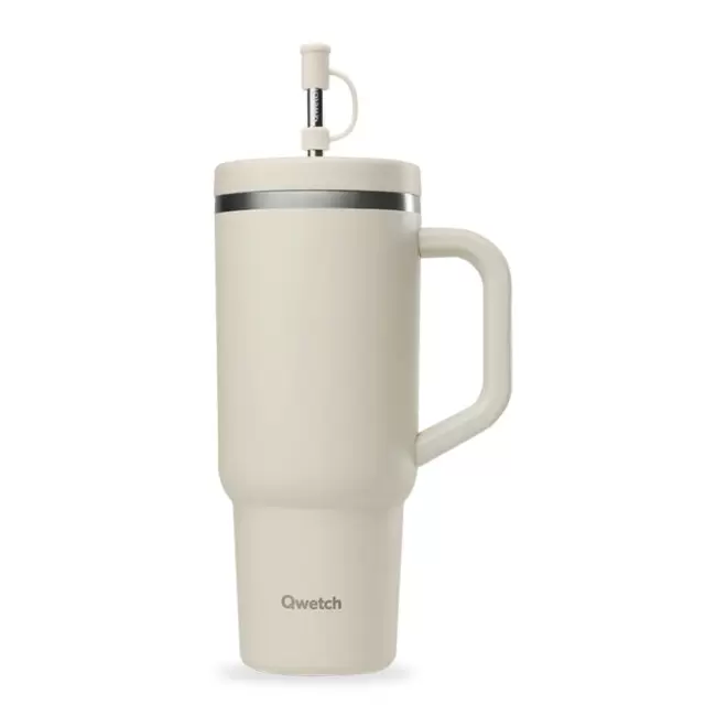 MUG ISOTHERME AVEC POIGNEE 900ML QWETCH® PERSONNALISABLE 'TRAVEL CUP' - sable