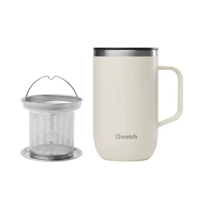 MUG ISOTHERME 470ML QWETCH PERSONNALISABLE 'TISANIERE' - sable