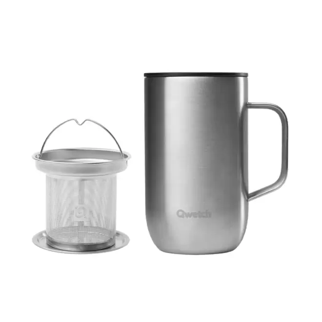 MUG ISOTHERME 470ML QWETCH PERSONNALISABLE 'TISANIERE' - inox
