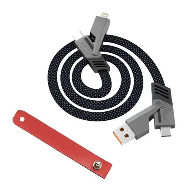 CABLE ET ATTACHE PERSONNALISABLE 'NEGMO' - noir/rouge