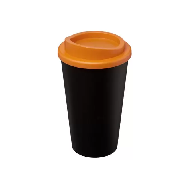 GOBELET PUBLICITAIRE ISOTHERME AMERICANO® 350 ML 'IBON' - noir/orange