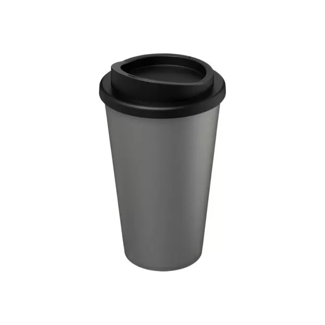 GOBELET PUBLICITAIRE ISOTHERME AMERICANO® 350 ML 'IBON' - argenté/noir