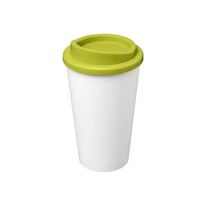 GOBELET PUBLICITAIRE ISOTHERME AMERICANO® 350 ML 'IBON' - blanc/citron vert