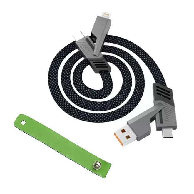 CABLE ET ATTACHE PERSONNALISABLE 'NEGMO' - noir/vert