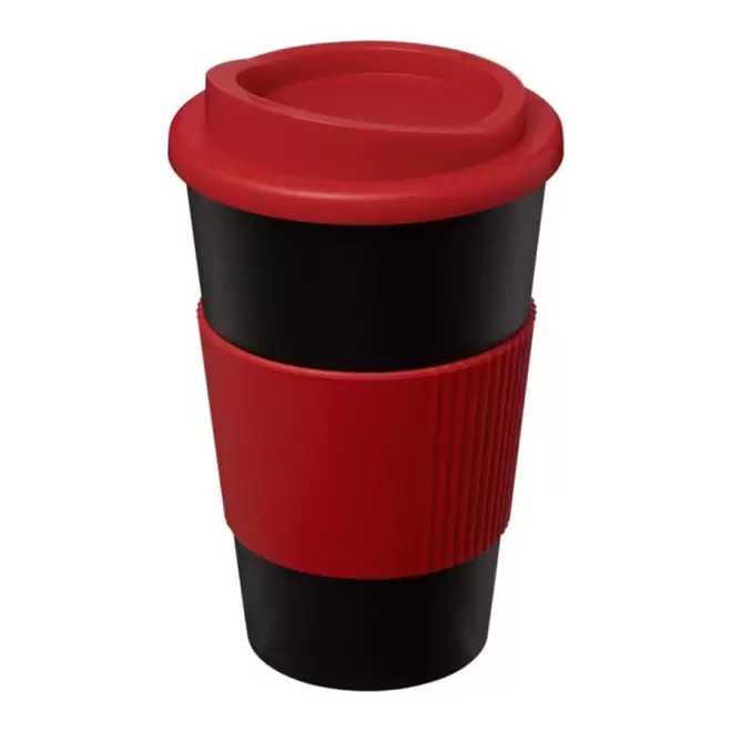 GOBELET PUBLICITAIRE GRIP ISOTHERME AMERICANO® 350 ML 'PULI' - noir/rouge