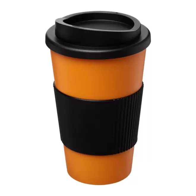 GOBELET PUBLICITAIRE GRIP ISOTHERME AMERICANO® 350 ML 'PULI' - orange/noir