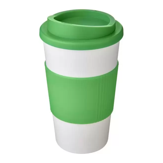 GOBELET PUBLICITAIRE GRIP ISOTHERME AMERICANO® 350 ML 'PULI' - blanc/vert