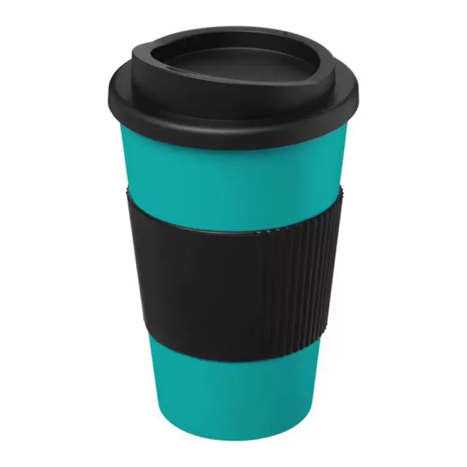 GOBELET PUBLICITAIRE GRIP ISOTHERME AMERICANO® 350 ML 'PULI' - turquoise/noir