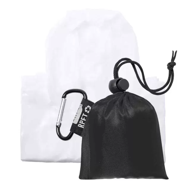 PONCHO PUBLICITAIRE EN RPET AVEC MOUSQUETON 'FORWAY' - noir