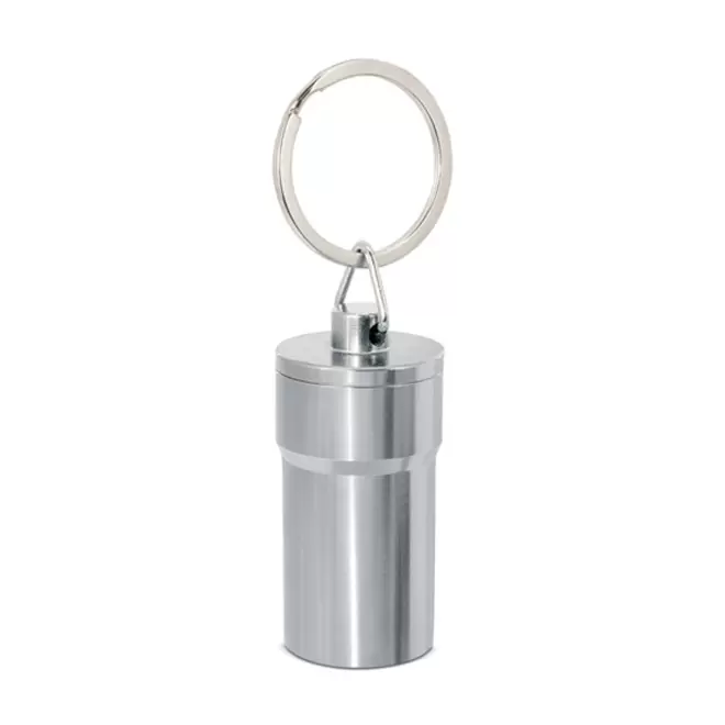 PORTE-CLES PILULIER BOUCHONS PUBLICITAIRE 'SANTAX' - gris