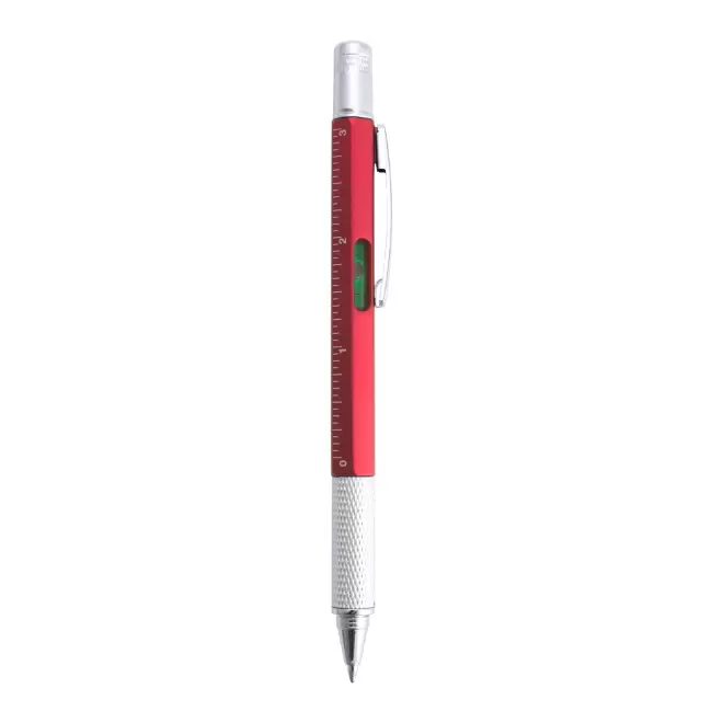 STYLO PERSONNALISABLE MULTIFONCTIONS ALUMINIUM 'SAURILA' - rouge