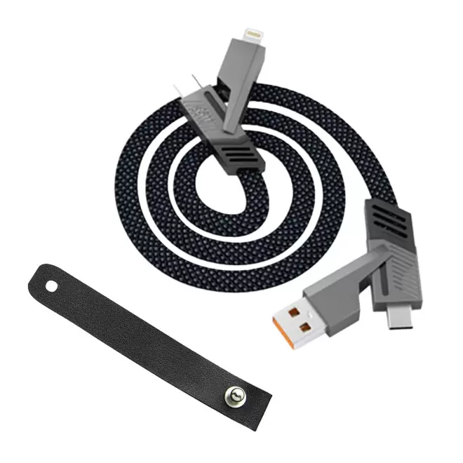 CABLE ET ATTACHE PERSONNALISABLE 'NEGMO' - noir/noir