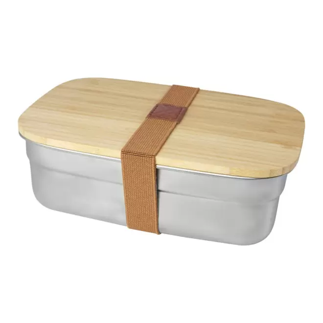 LUNCH BOX PERSONNALISABLE EN ACIER ET BAMBOU 'TERAS' - argenté