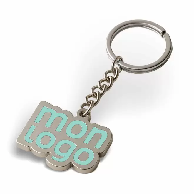 PORTE-CLES PUBLICITAIRE SUR-MESURE EN ZAMAC 2D 'CUSTOM' - à la forme