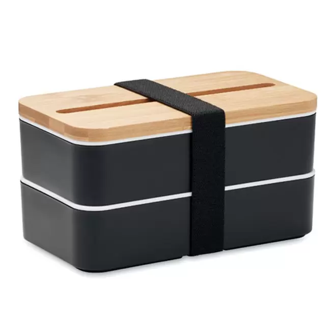 LUNCH BOX PUBLICITAIRE A DEUX NIVEAUX PERSONNALISABLE 'RAVUN' - noir