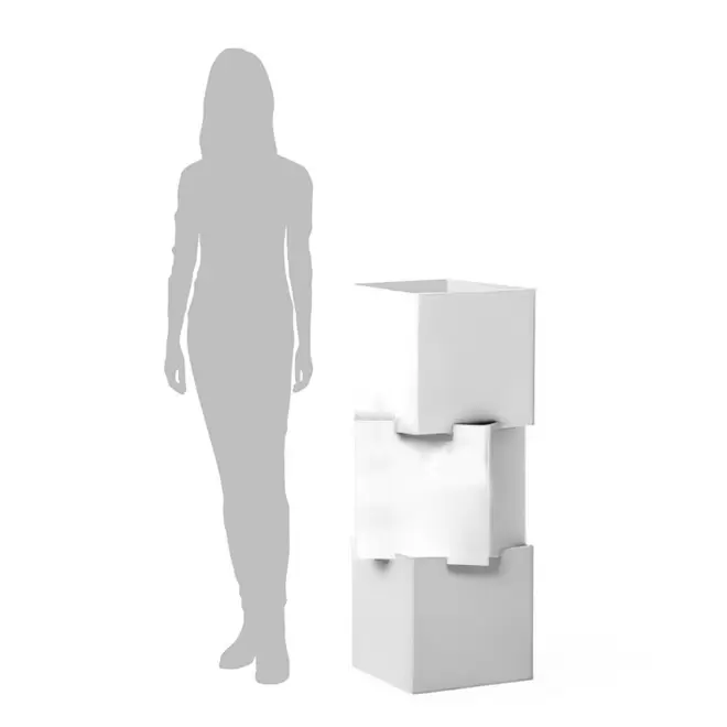 TOTEM PUBLICITAIRE EN CARTON CUBES 'PIKI' - blanc