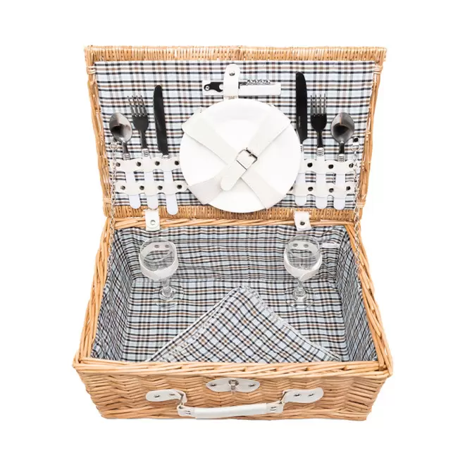 PANIER PIQUE-NIQUE POUR 2 PERSONNES 'VIVI' - blanc/marron