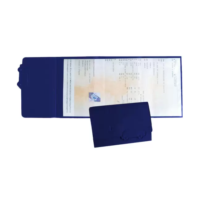 PORTE CARTE GRISE PUBLICITAIRE AVEC DECOUPE 'ROZEN' - marine