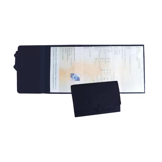 PORTE CARTE GRISE PUBLICITAIRE AVEC DECOUPE 'ROZEN' - plomb