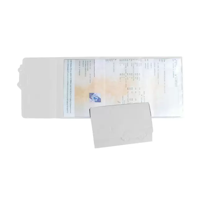 PORTE CARTE GRISE PUBLICITAIRE AVEC DECOUPE 'ROZEN' - blanc