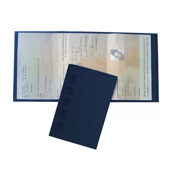 PORTE CARTE GRISE PUBLICITAIRE AVEC INCRUSTATION 'AVAM' - marine