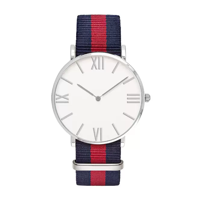 MONTRE PERSONNALISEE HOMME  'AXEL' - Chromé/marine/rouge