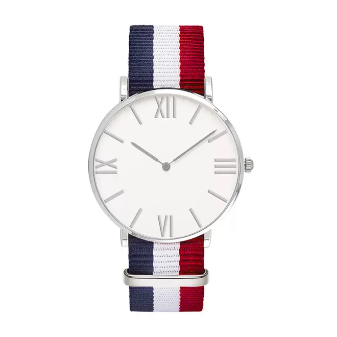 MONTRE PERSONNALISEE HOMME  'AXEL' - chrome/bleu/blanc/rouge