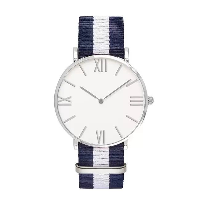 MONTRE PERSONNALISEE HOMME  'AXEL' - chrome/bleu/blanc