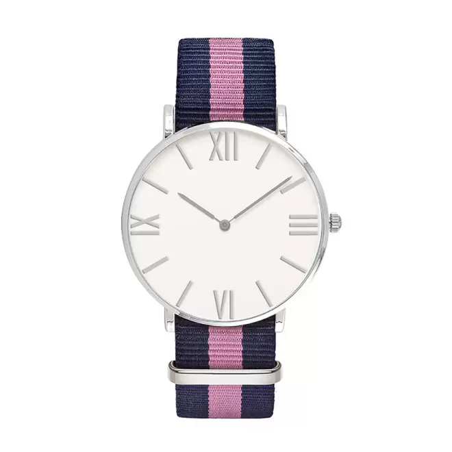 MONTRE PERSONNALISEE HOMME  'AXEL' - chrome/bleu/rose