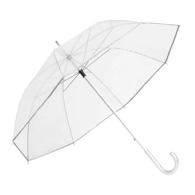 PARAPLUIE TRANSPARENT CANNE PERSONNALISABLE 'LENCO' - argenté