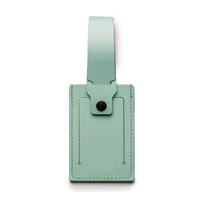 ETIQUETTE A BAGAGE PERSONNALISEE EN CUIR RECYCLE 'ELISA' - vert eau