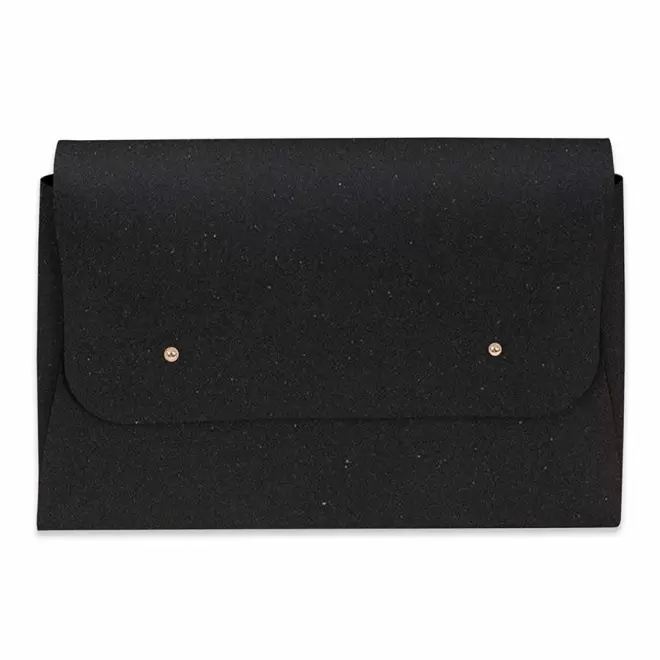 POCHETTE PUBLICITAIRE EN CUIR RECYCLE 'ELENA' - noir