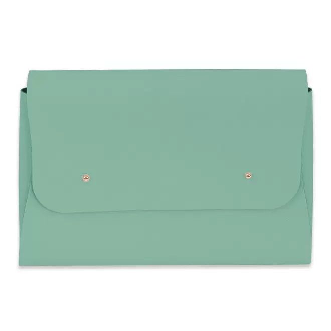 POCHETTE PUBLICITAIRE EN CUIR RECYCLE 'ELENA' - vert eau