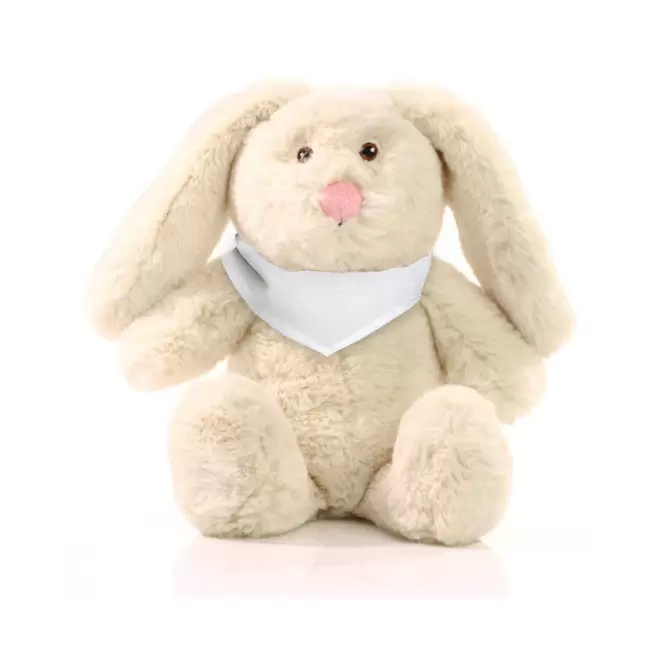 PELUCHE RPET LAPIN PERSONNALISABLE 'PINOU BANDANA' - blanc