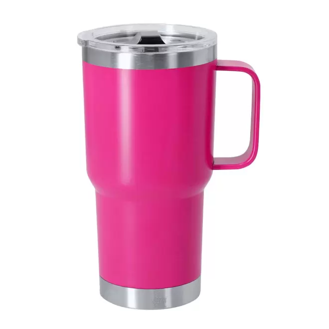 MUG ISOTHERME PERSONNALISABLE 600ML 'TENDENZA POIGNEE' - fuchsia