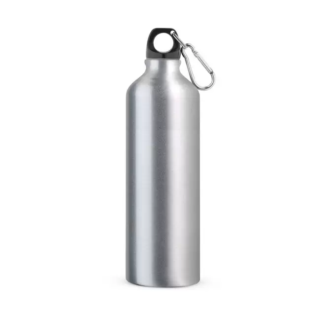 GOURDE EN MÉTAL PUBLICITAIRE AVEC MOUSQUETON 800 ML 'CANYON' - argenté