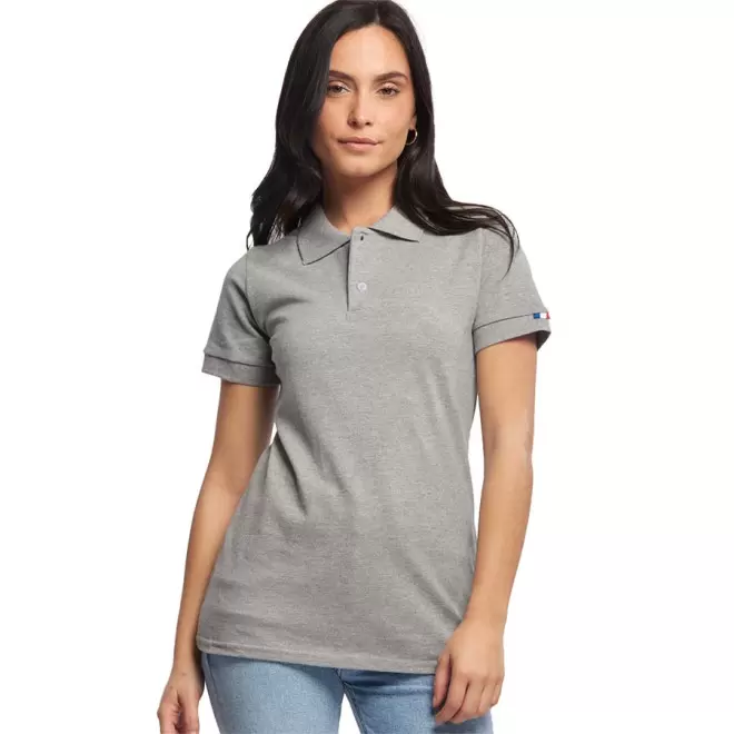 POLO FEMME LES FILOSOPHES PUBLICITAIRE 'BEAUVOIR' - gris clair