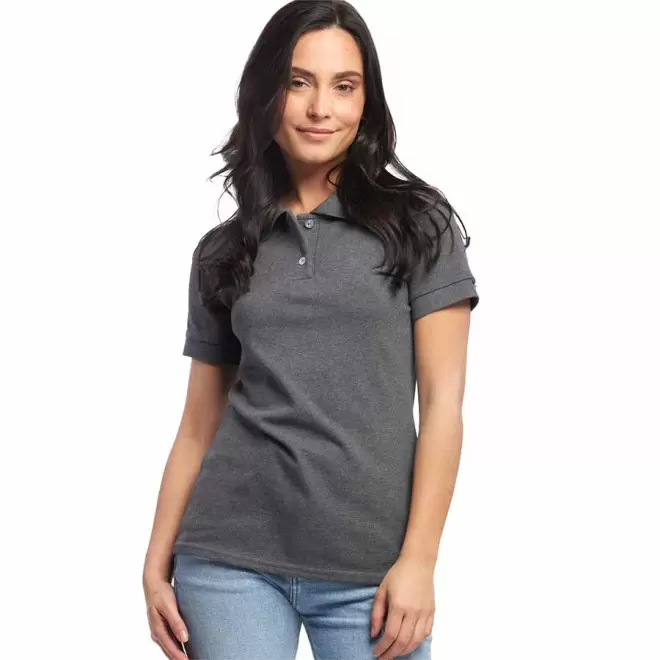 POLO FEMME LES FILOSOPHES PUBLICITAIRE 'BEAUVOIR' - gris foncé