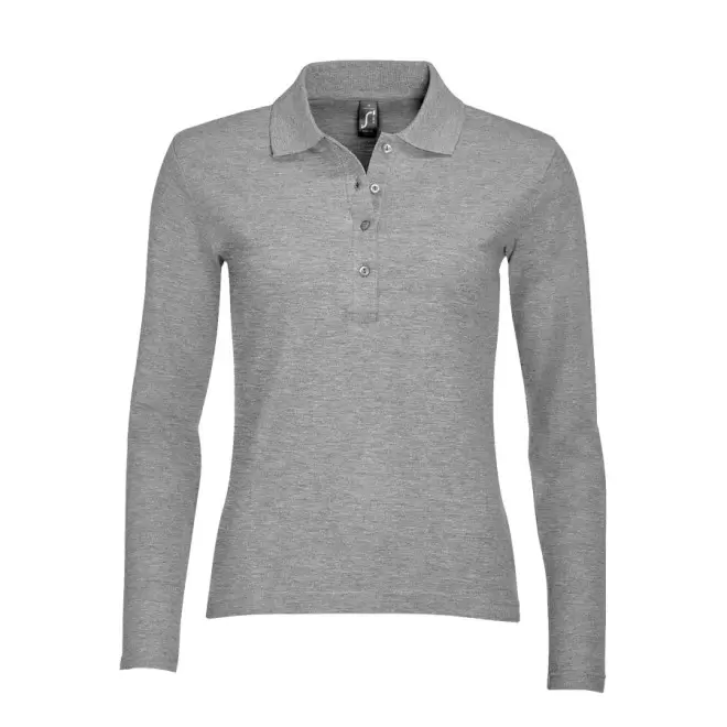 POLO PUBLICITAIRE FEMME MANCHES LONGUES 'PODIUM' - gris chiné