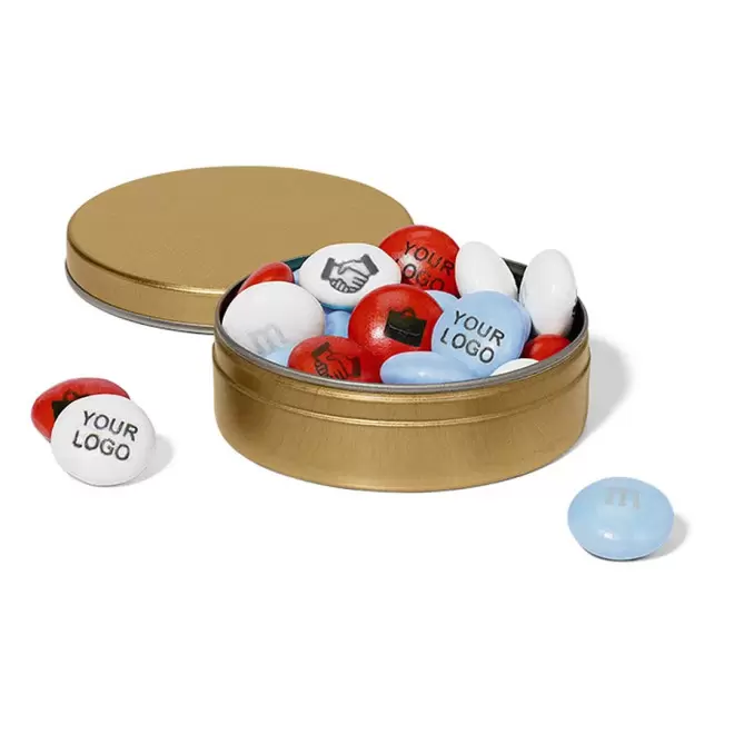 BOITE METAL 20G DE M&M'S® PERSONNALISABLES - doré