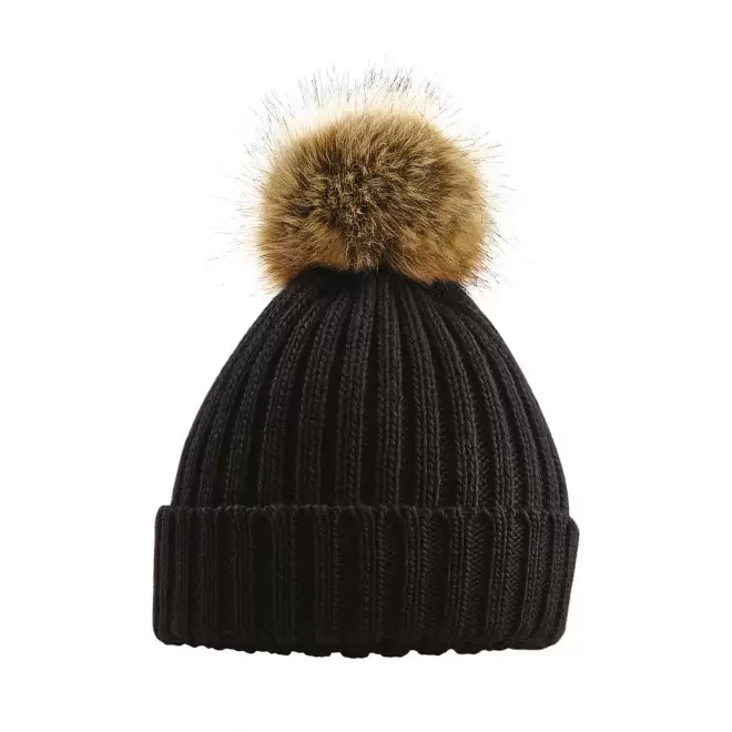 BONNET POMPON AMOVIBLE PERSONNALISABLE 'POMPOMO' - noir