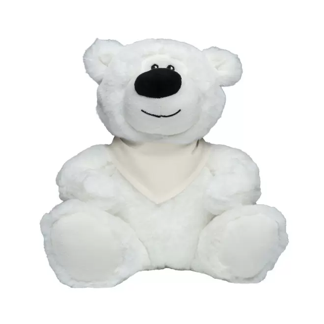 PELUCHE RPET OURS BLANC PERSONNALISABLE 'BABO BANDANA' - naturel